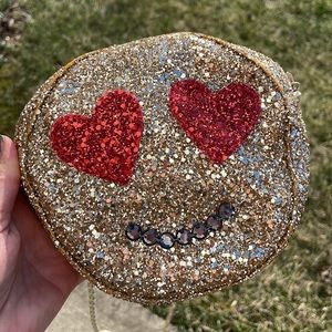 - Crewcuts sparkling gold  heart Emoji crossbody